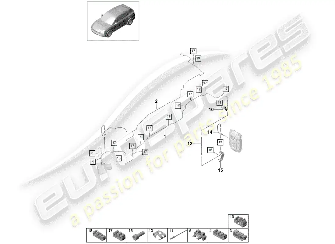 porsche 2019 (cayenne e3 9ya/9yb) brake line parts diagram