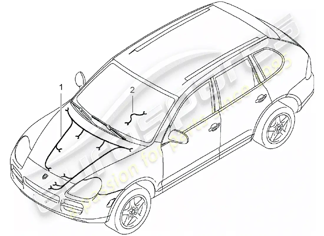 porsche 2005 (cayenne e1 9pa) wiring harnesses part diagram