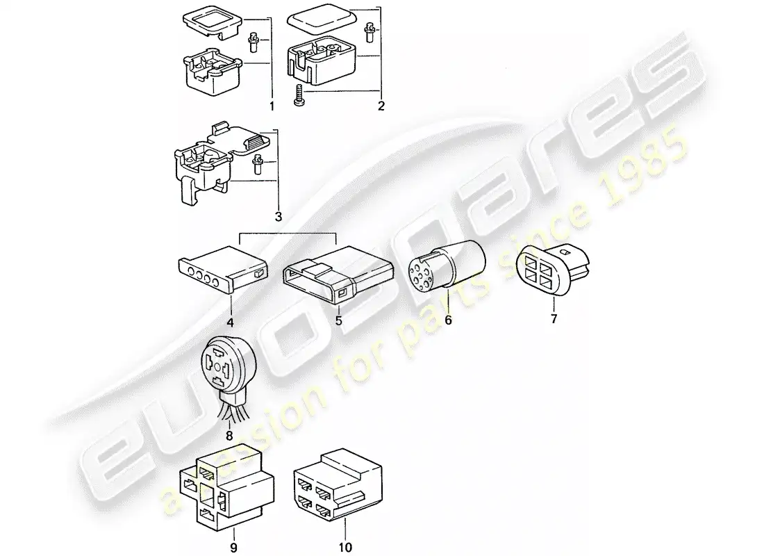 porsche 1991 (944) connector housing - 4-pole parts diagram