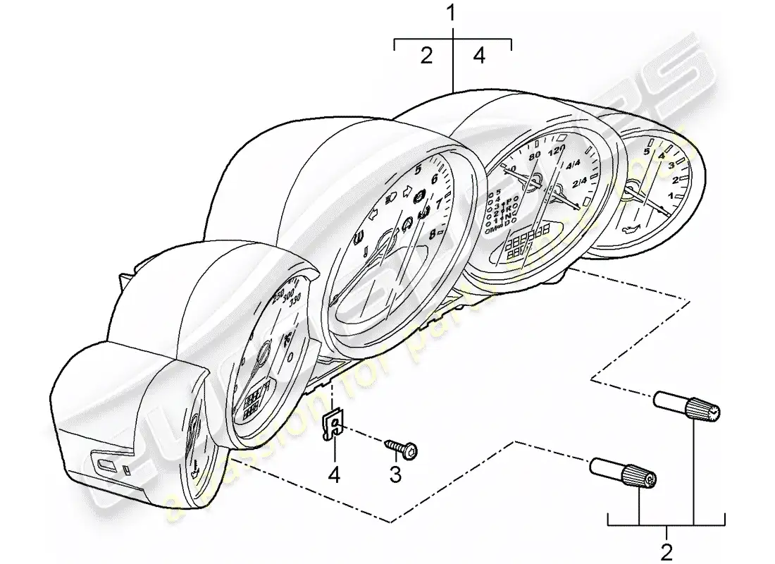 porsche 2009 997-2 turbo / gt2 instruments parts diagram