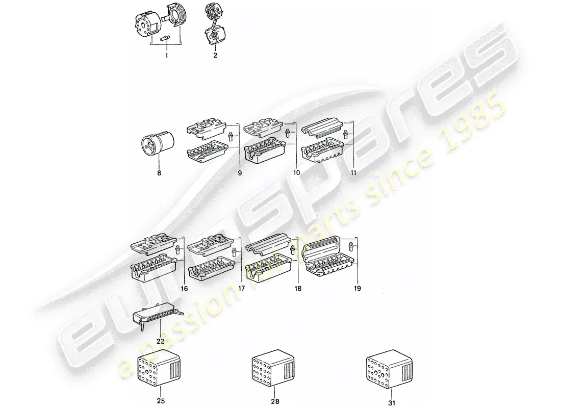 porsche 1989 (944) connector housing parts diagram