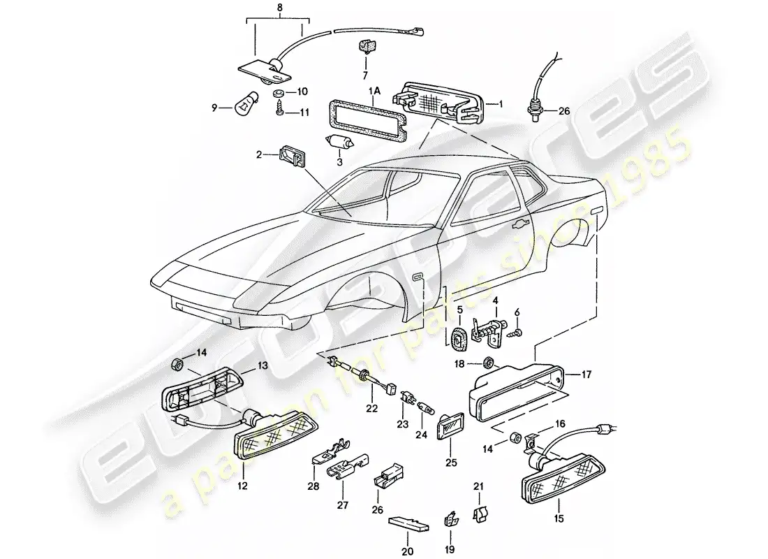 porsche 1990 (944) interior light - turn signal repeater parts diagram