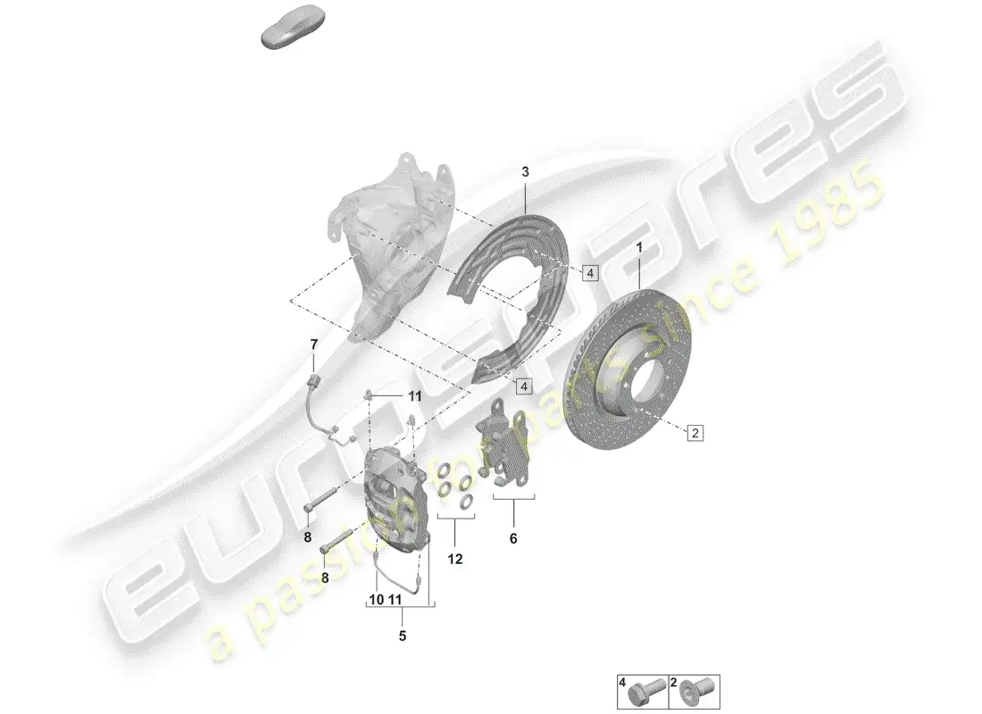 porsche 2020 (992-1) disc brakes parts diagram