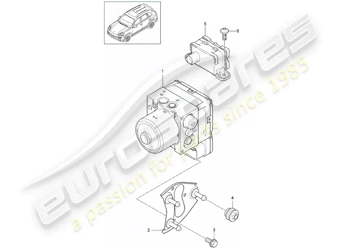 porsche 2014 (cayenne e2 92a) hydraulic unit part diagram