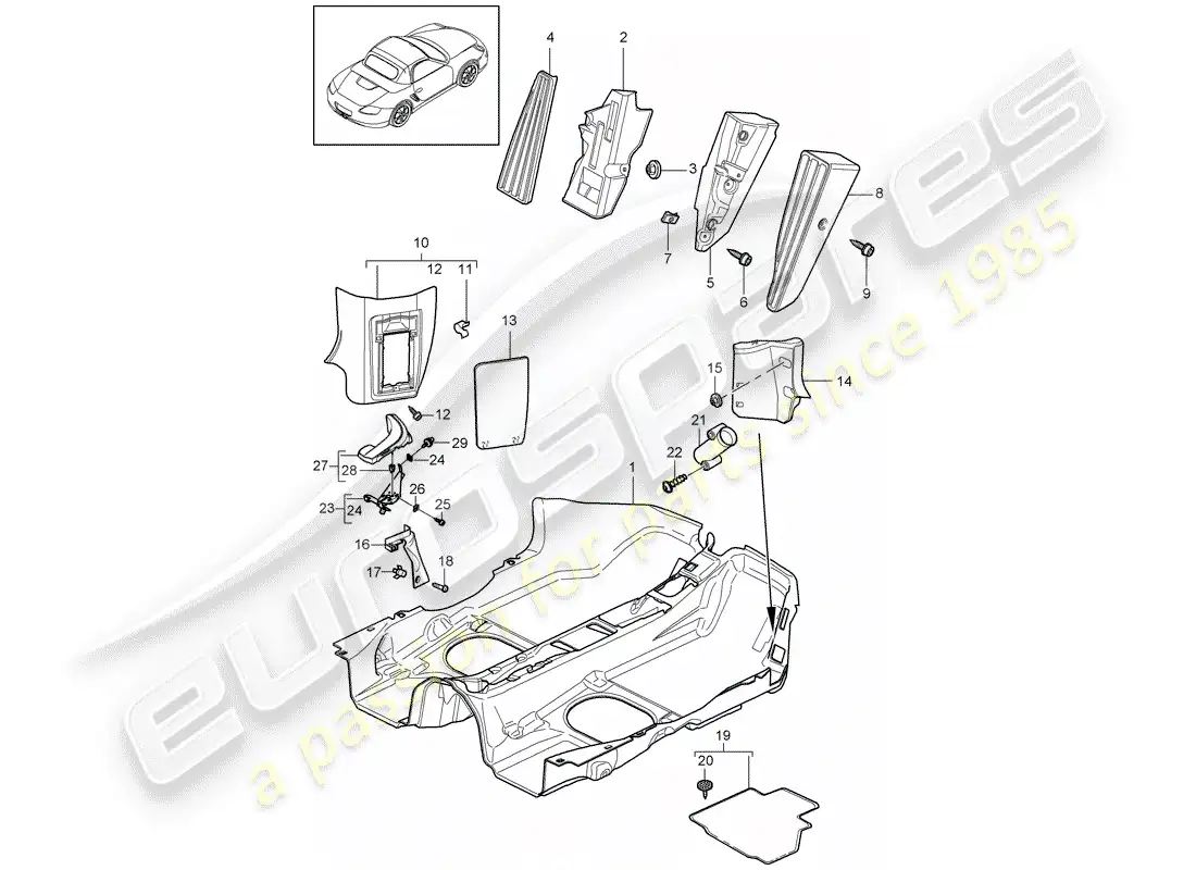 porsche 2009 (987 boxster) interior equipment parts diagram