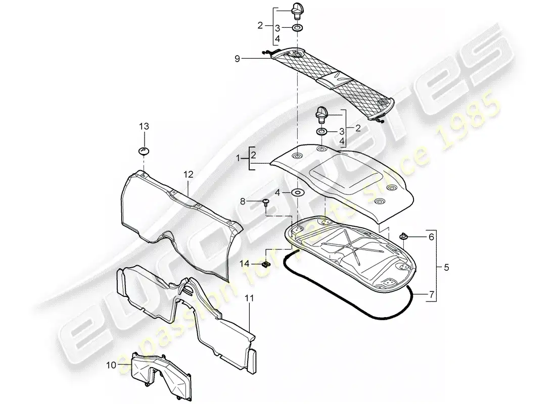 porsche 2006 (987 boxster) trims parts diagram