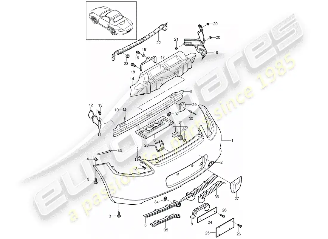 porsche 2011 (987 boxster) bumper parts diagram