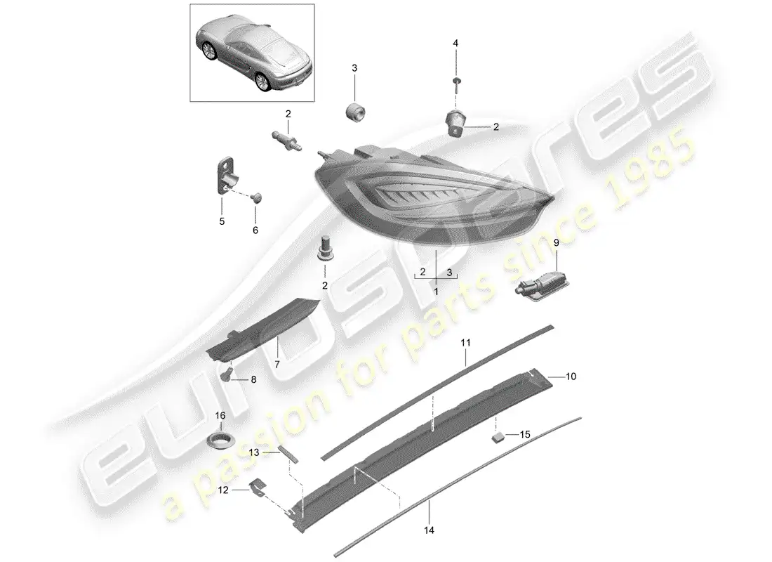 porsche 2015 (981 cayman) rear light parts diagram