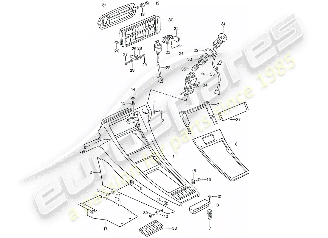 porsche 1990 (928) center console parts diagram