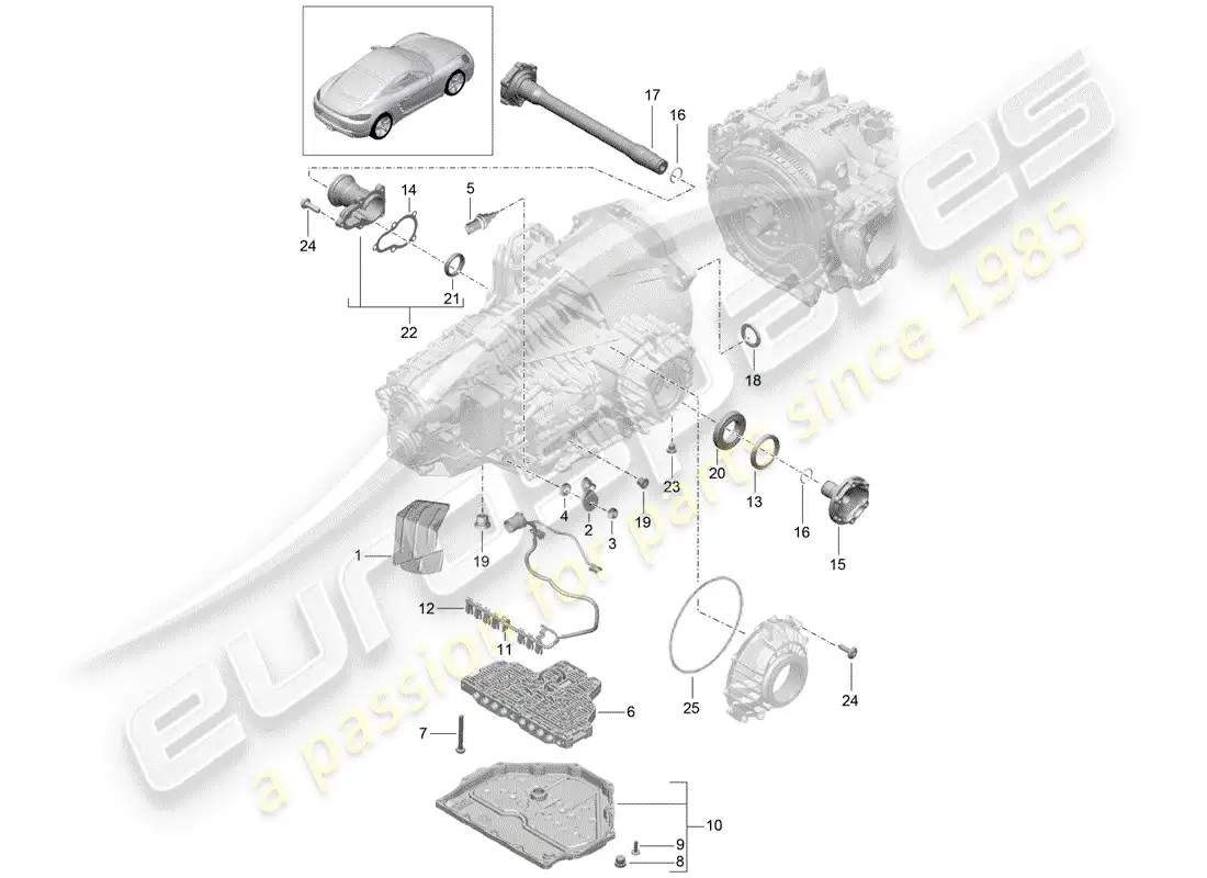 porsche 2019 (718 cayman) - pdk - parts diagram