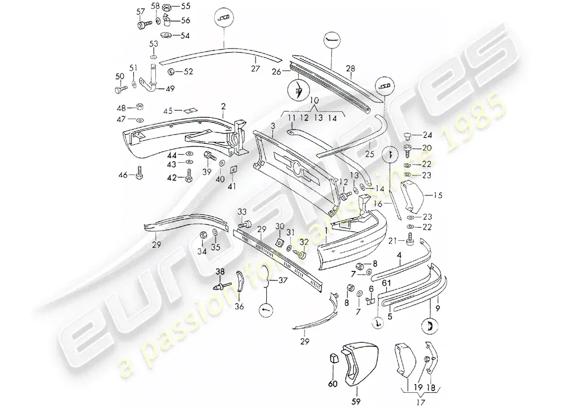 porsche 1973 (911) bumper parts diagram