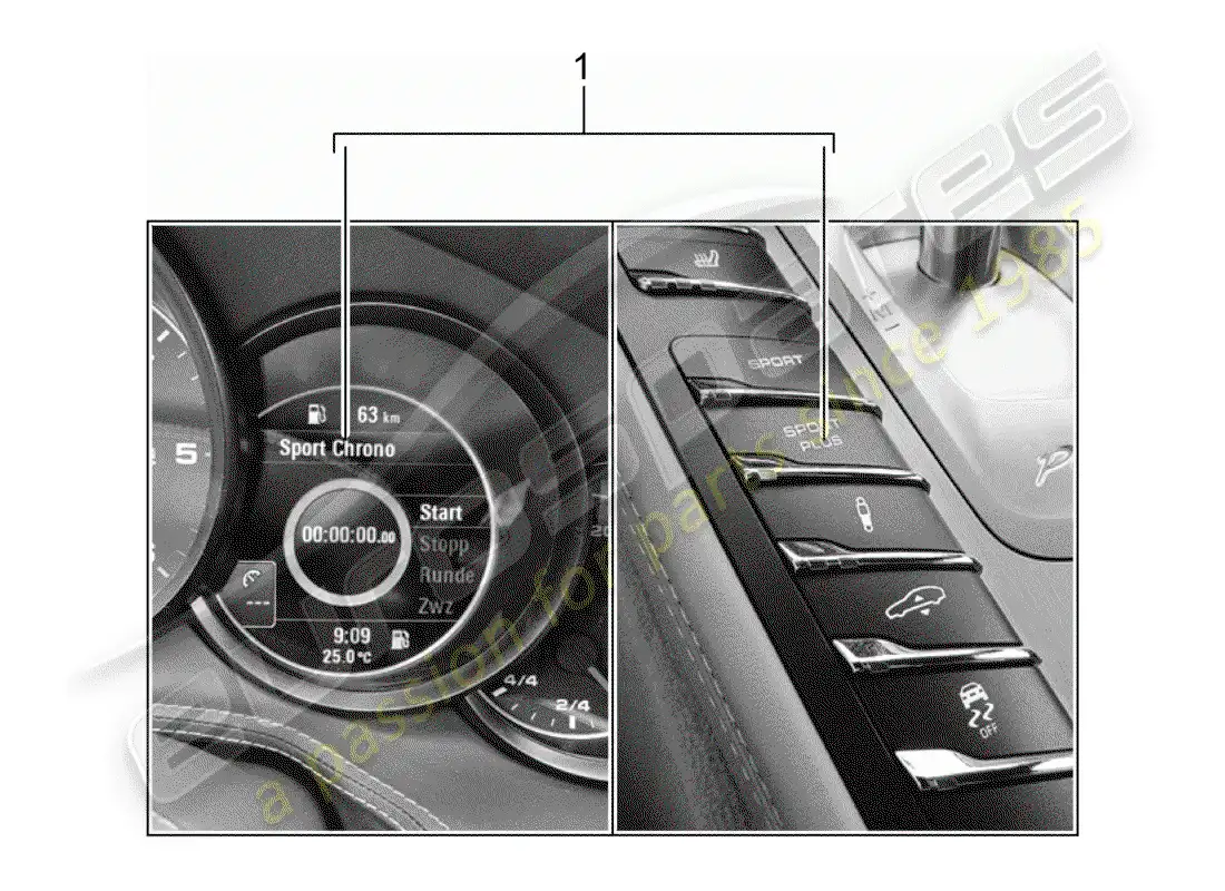 porsche 2013 (tequipment panamera) switch unit parts diagram