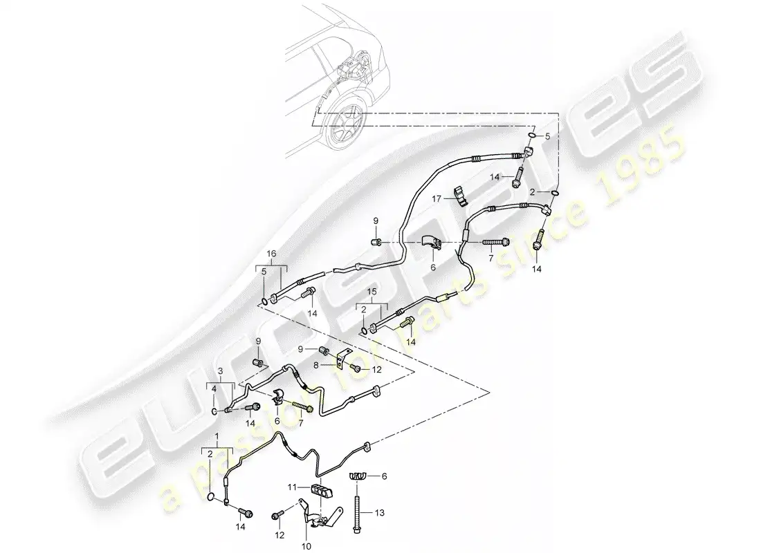 porsche 2008 (cayenne e1 9pa) refrigerant circuit parts diagram