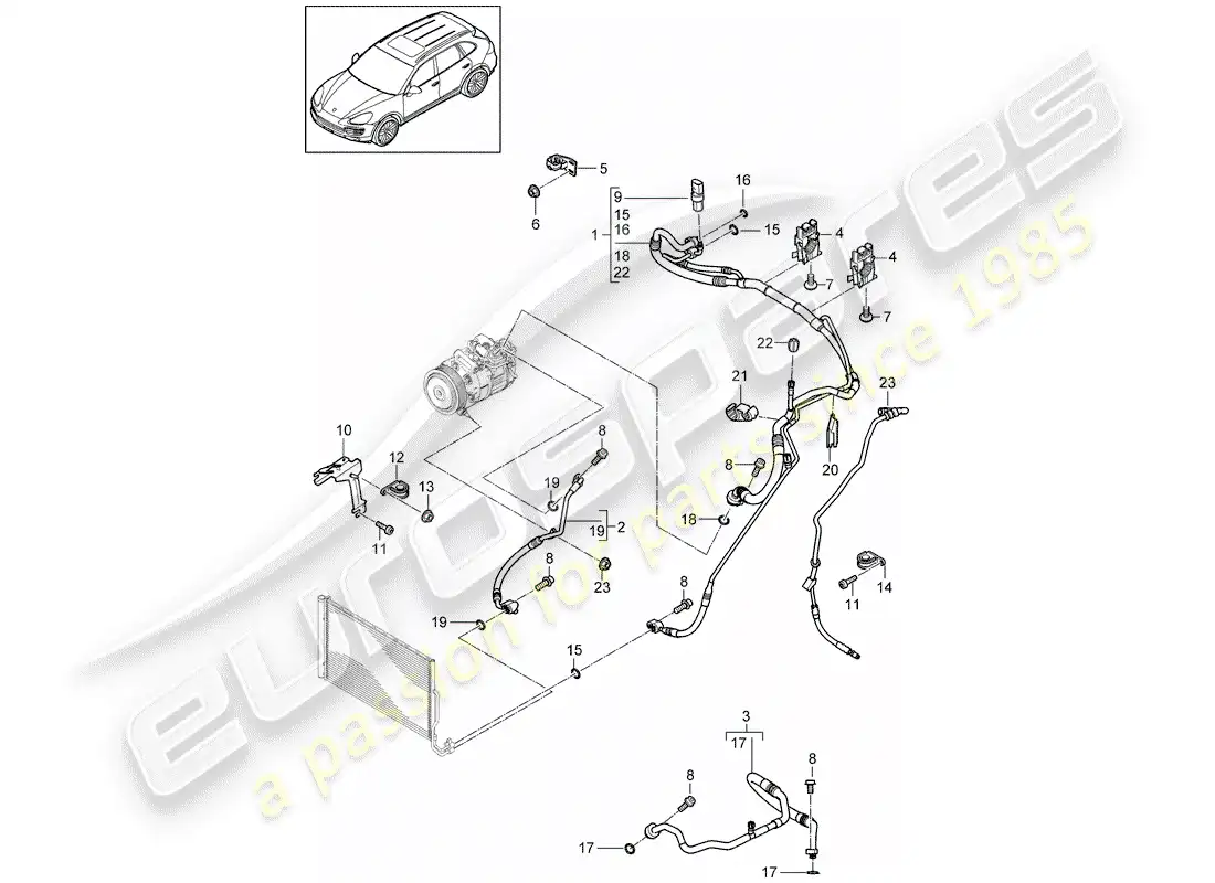 porsche 2016 (cayenne e2 92a) refrigerant circuit parts diagram