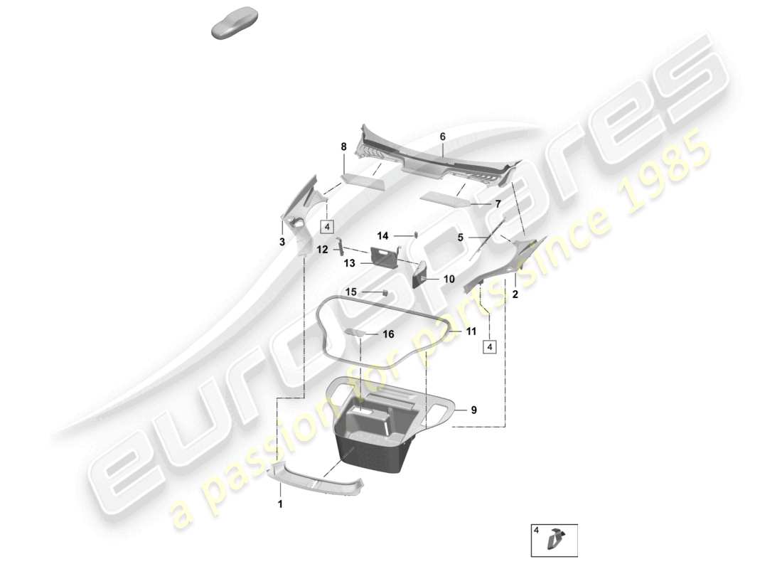 porsche 2025 (macan-e) luggage compartment trim cover - lock parts diagram