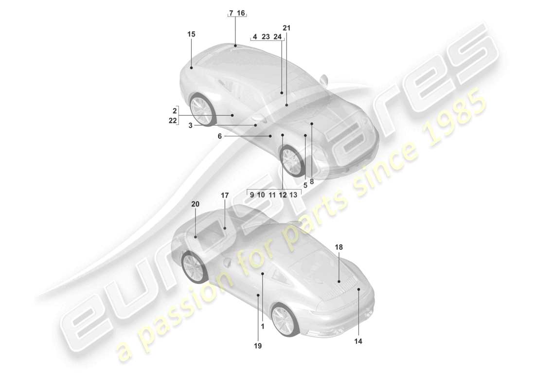 porsche 2023 (992-1) signs/notices parts diagram