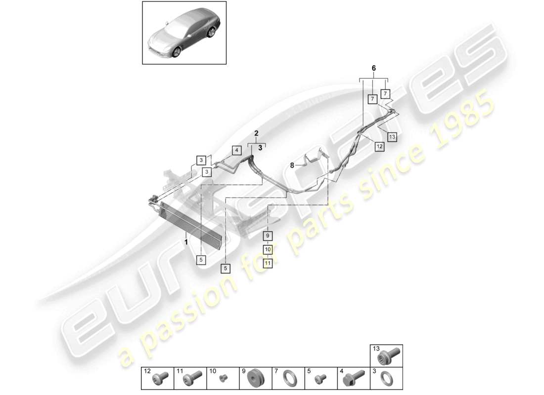 porsche 2021 (panamera 971-1) gear oil cooler oil pressure line for gearbox oil cooling - pdk - gearbox part diagram