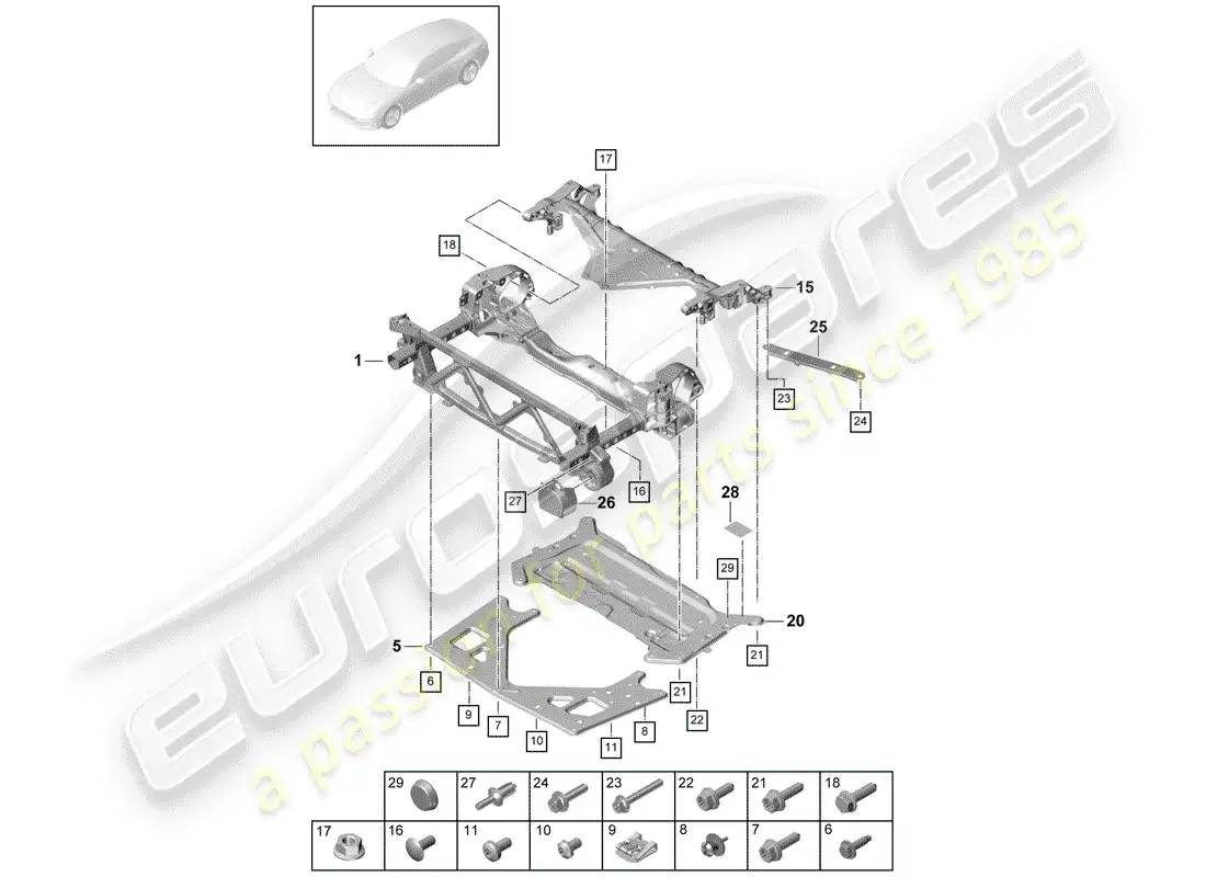 porsche 2020 (panamera 971-1) sub frame parts diagram