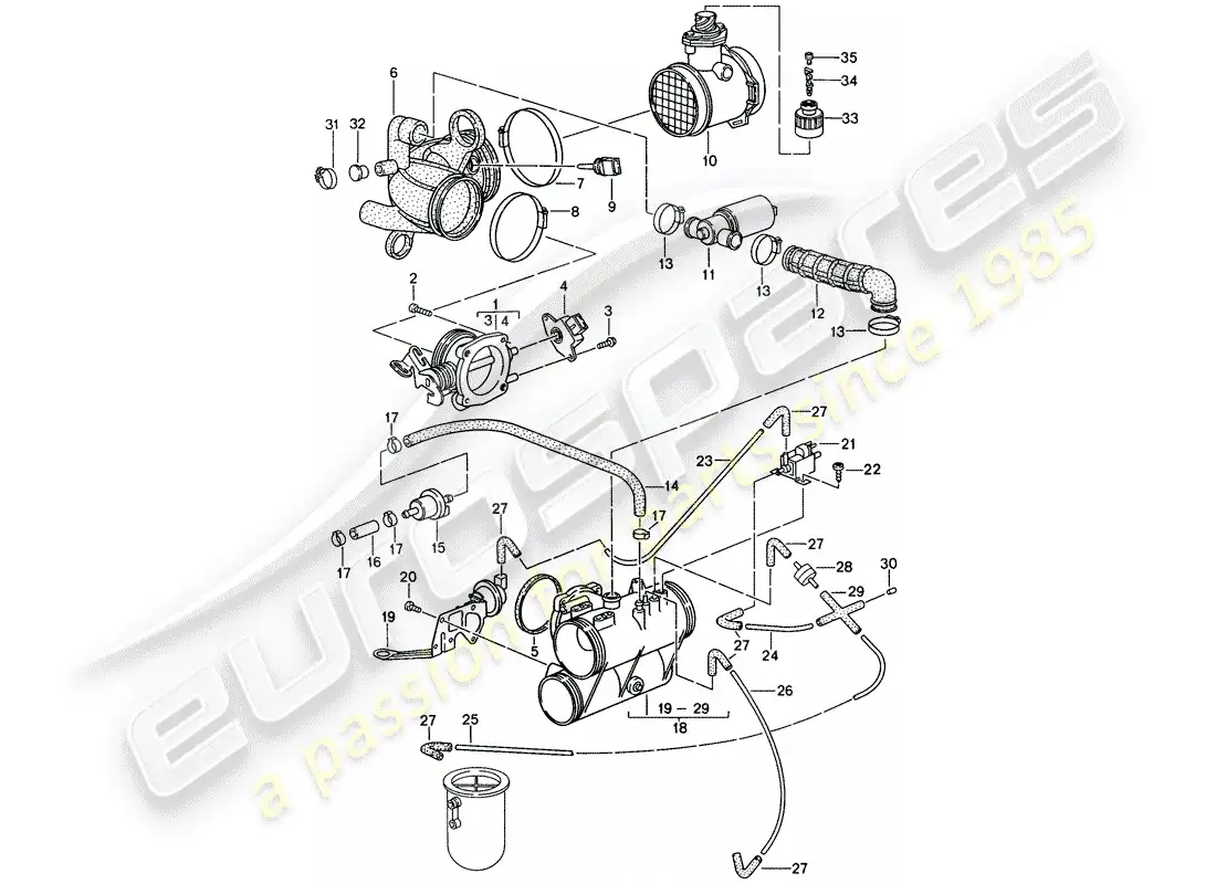 porsche 1994 (993) l-jetronic - flap-nozzle parts diagram
