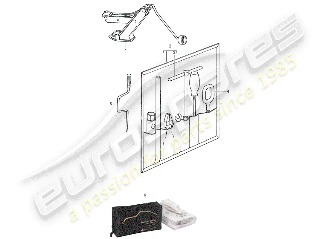 porsche 1994 (968) accessories - tool - first aid kit parts diagram