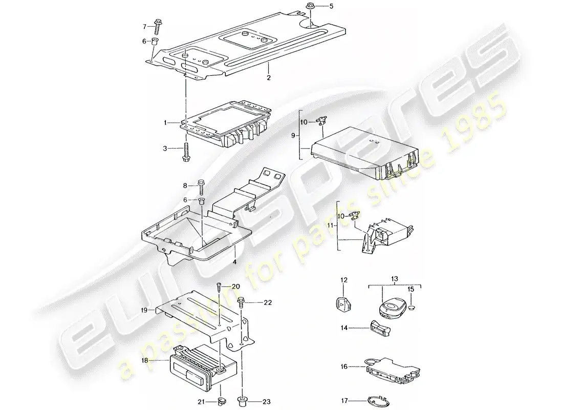 porsche 2001 (996 turbo / gt2) control units parts diagram