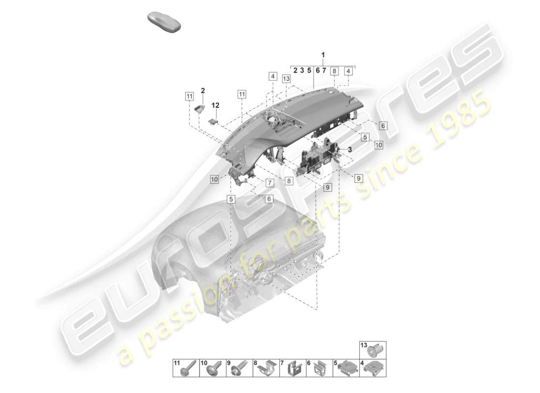 porsche 2023 (panamera 971-2) dashboard upper part with: fasteners part diagram