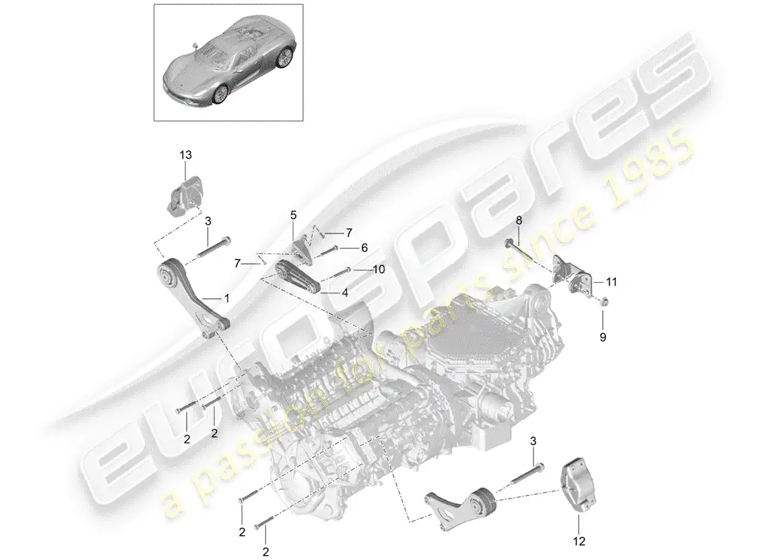 porsche 2015 (918 spyder) engine suspension parts diagram