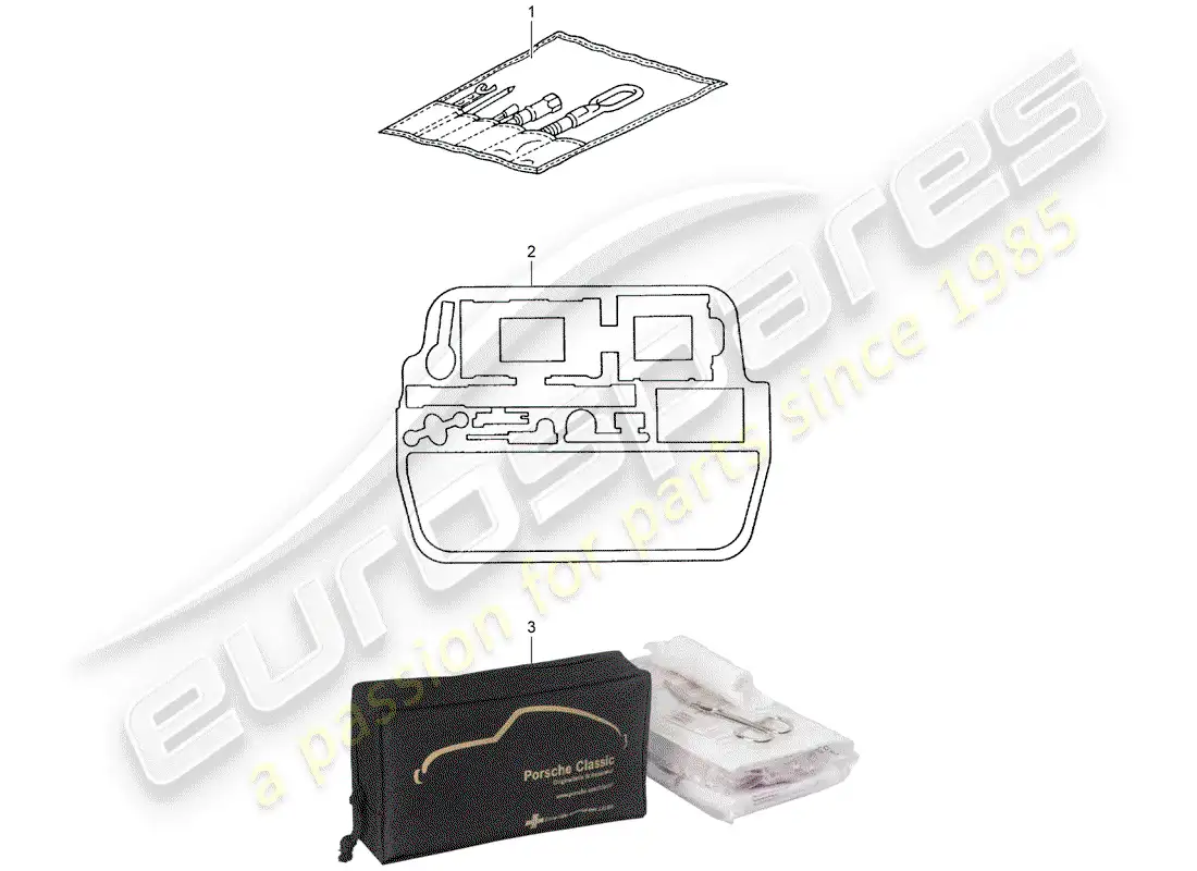 porsche 2002 (996 gt3) tool - fire extinguisher parts diagram