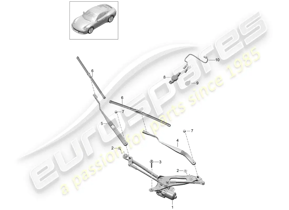 porsche 2017 (991-2) windshield wiper system compl. parts diagram