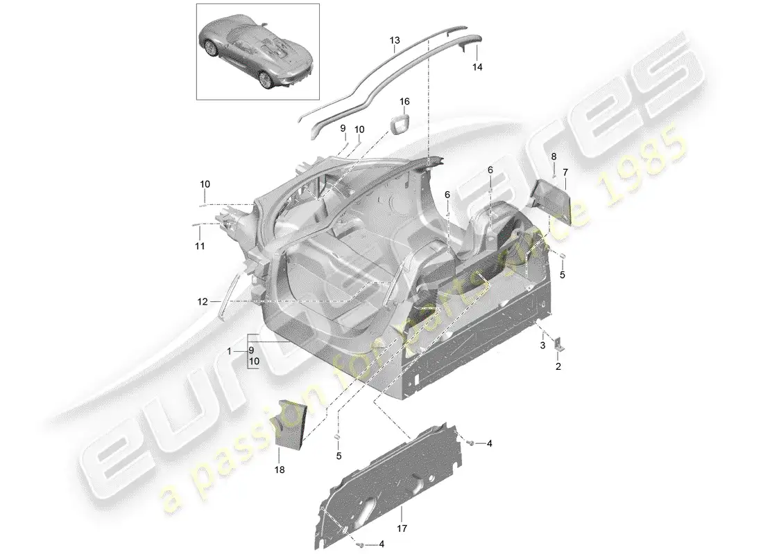porsche 2015 (918 spyder) monocoque parts diagram