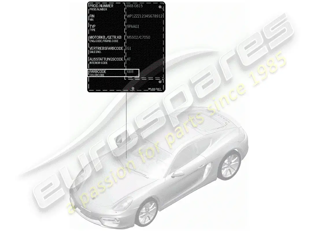 porsche 2014 (981 cayman) paint touch-up stick parts diagram