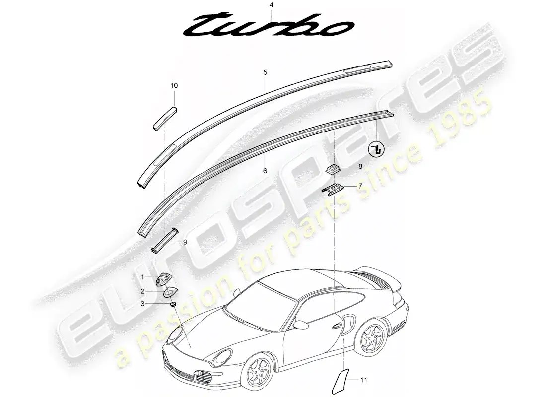 porsche 2013 (997-2 turbo / gt2 rs) nameplates parts diagram