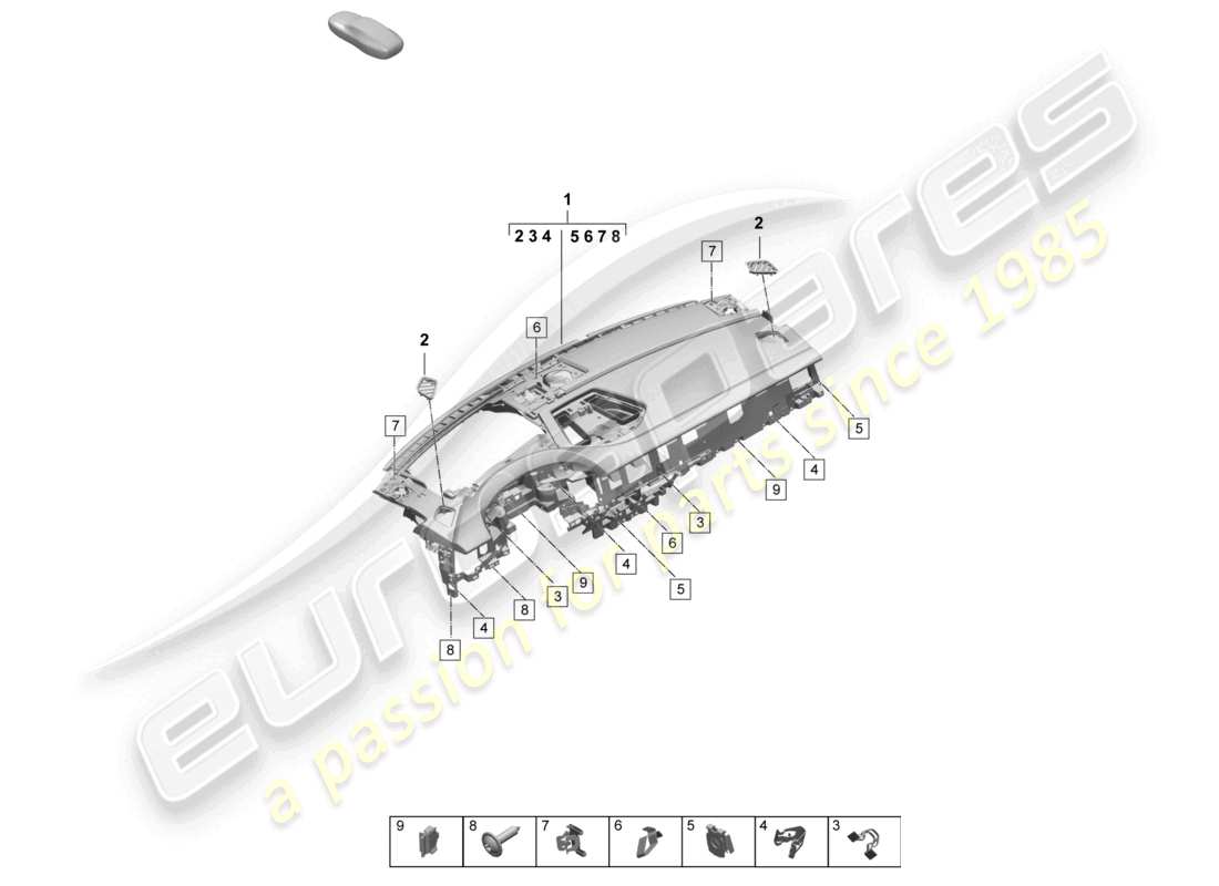 porsche 2025 (macan-e) instrument panel trim upper part parts diagram