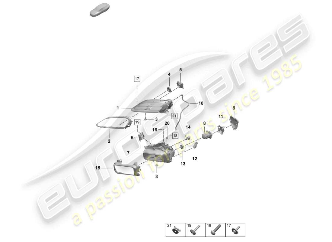porsche 2025 (macan-e) led headlight basic control unit pdls+ securing element part diagram