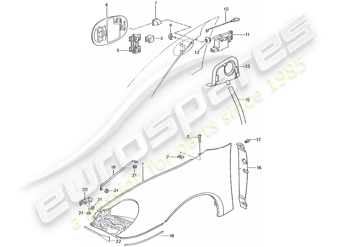 porsche 2001 (996 turbo / gt2) fender parts diagram