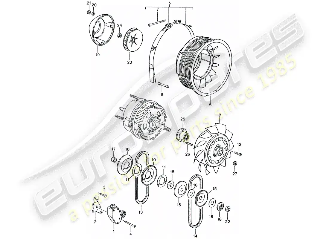 porsche 1994 (993) air cooling parts diagram
