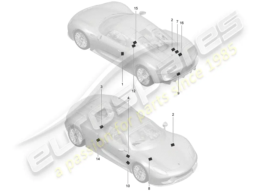 porsche 2015 (918 spyder) signs/notices parts diagram
