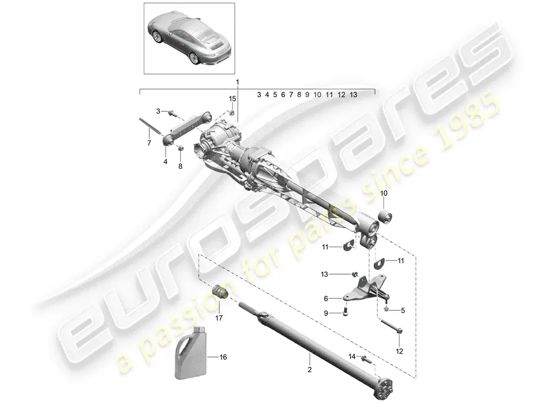 porsche 2017 (991-2) front axle differential parts diagram