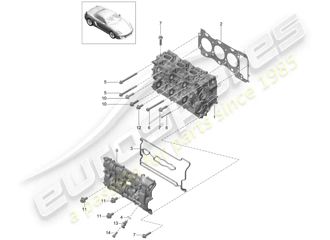 porsche 2016 (981 boxster) cylinder head parts diagram