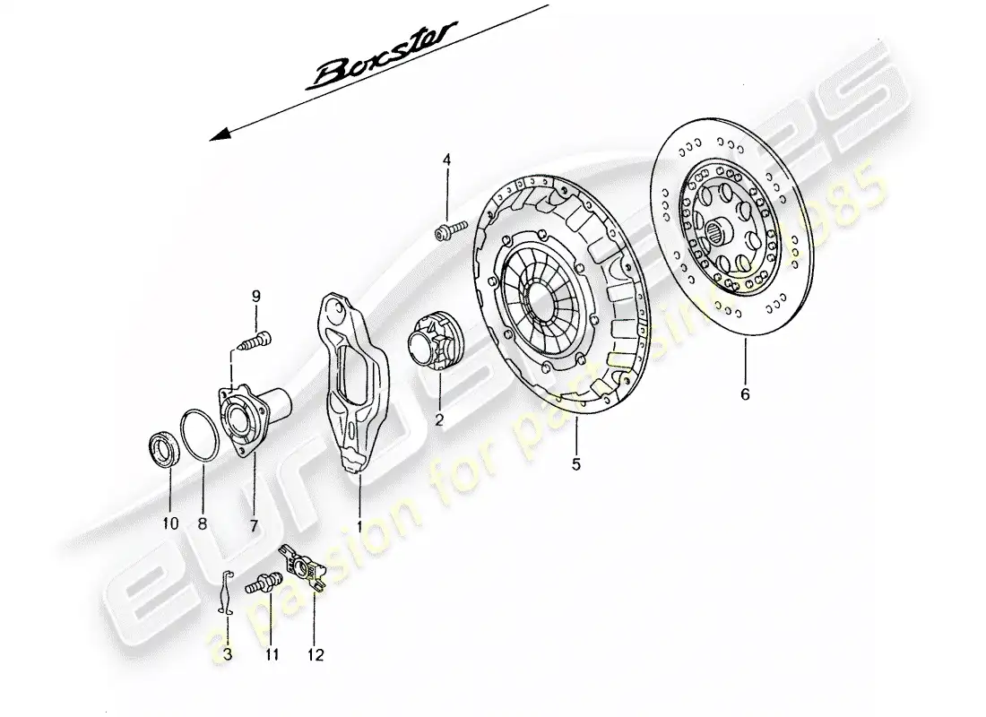 porsche 1998 (986 boxster) clutch parts diagram