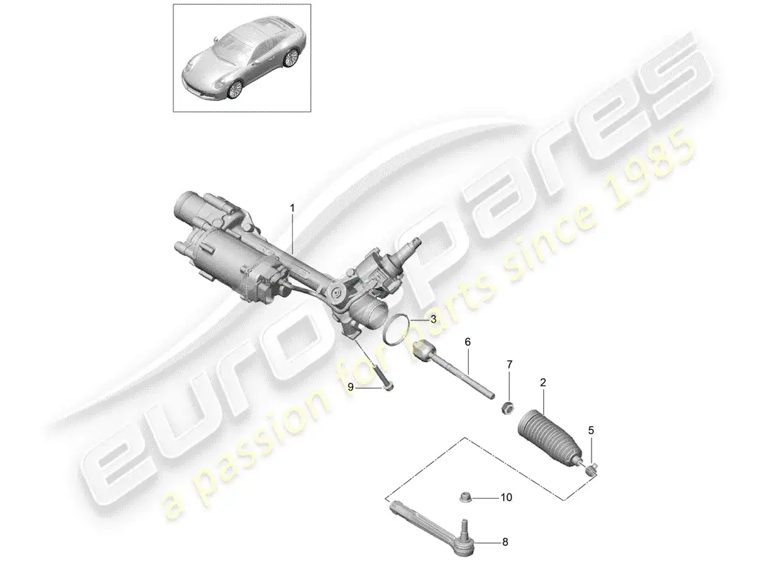 porsche 2017 (991-2) steering gear parts diagram