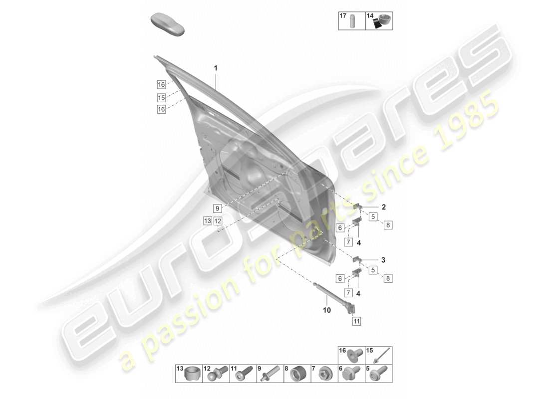 porsche 2023 (panamera 971-2) door shell front accessories part diagram