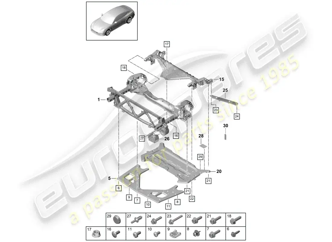 porsche 2017 (panamera 971-1) sub frame parts diagram