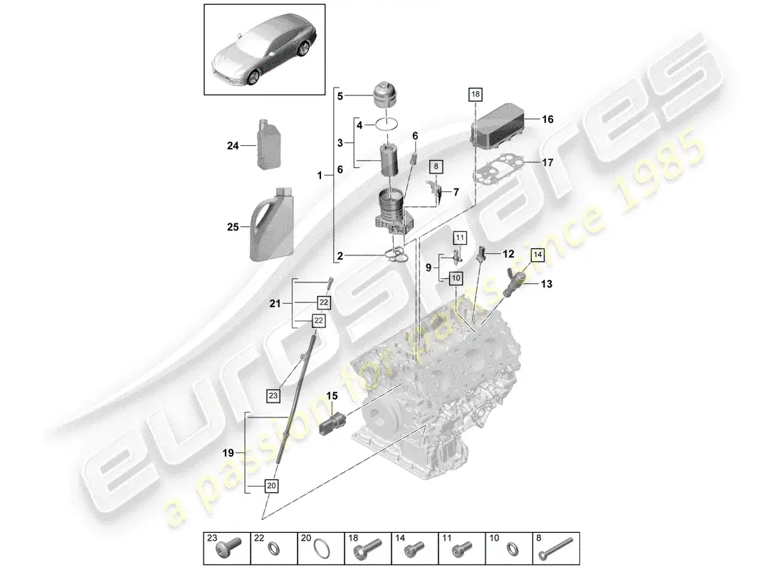 porsche 2017 (panamera 971-1) oil filter parts diagram