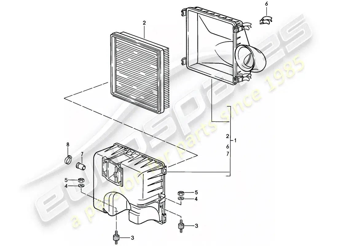 porsche 1985 (911) air cleaner parts diagram