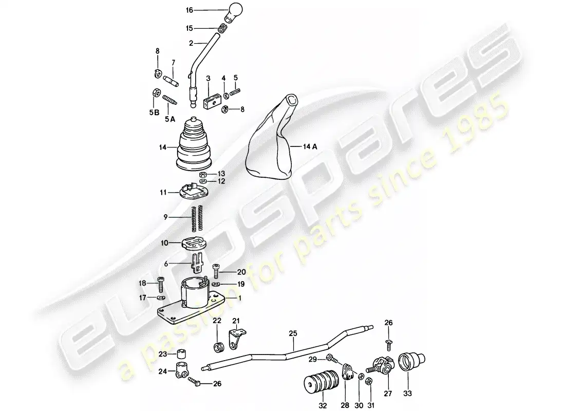 porsche 1984 (911) transmission control parts diagram