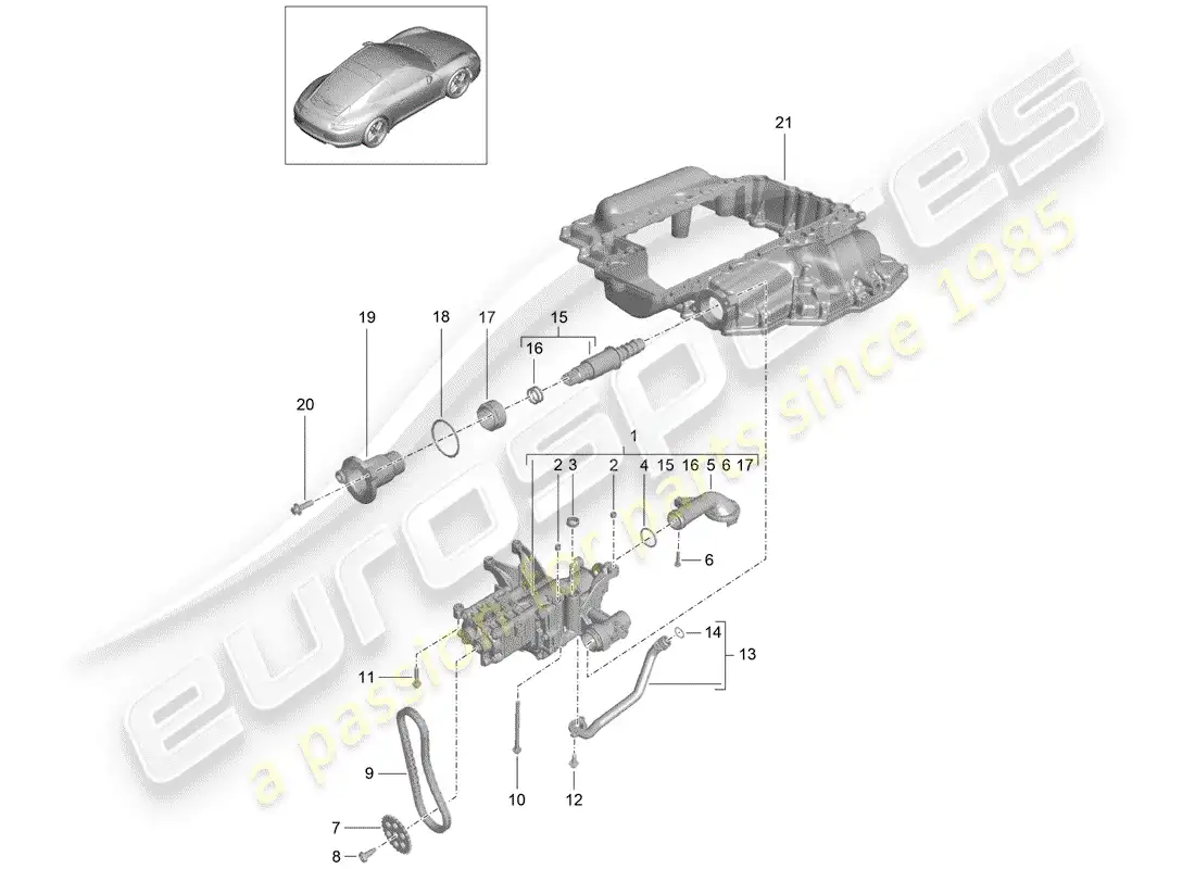 porsche 2014 (991-1) oil pump parts diagram