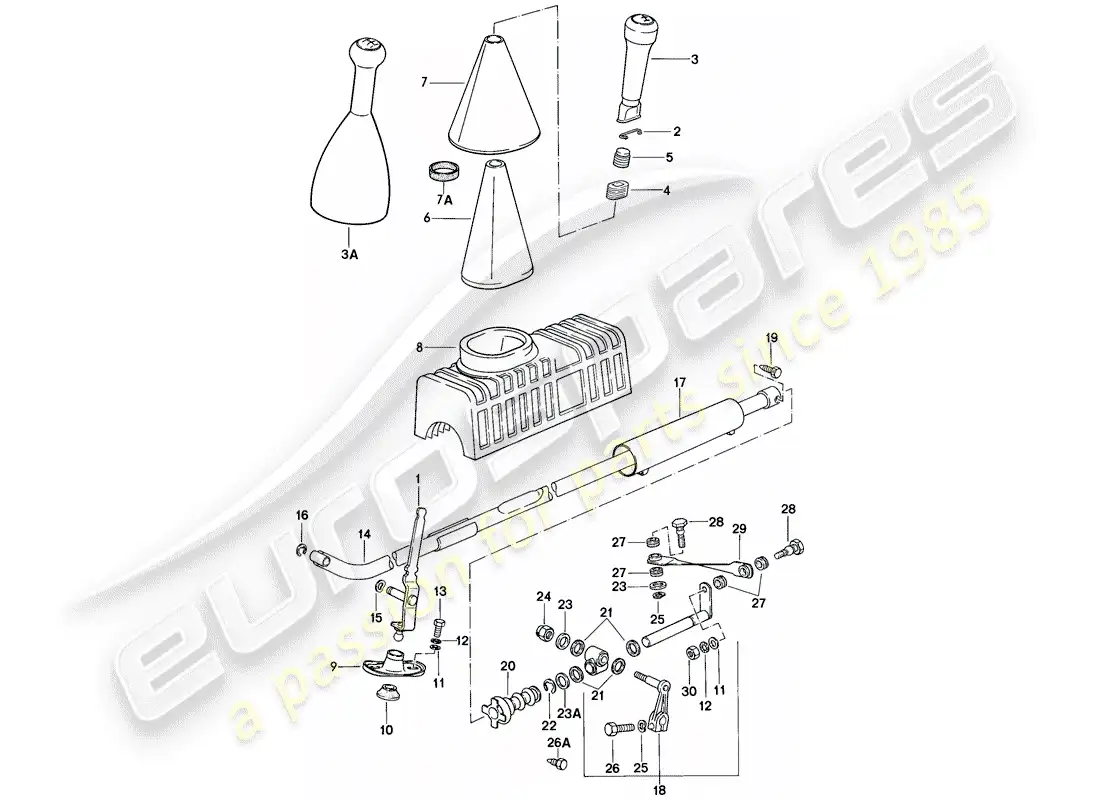 porsche 1984 (944) shift mechanism - manual gearbox parts diagram