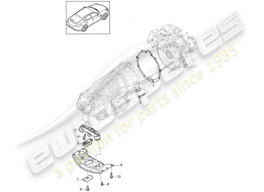 porsche 2012 (panamera 970) mounting parts for engine and parts diagram
