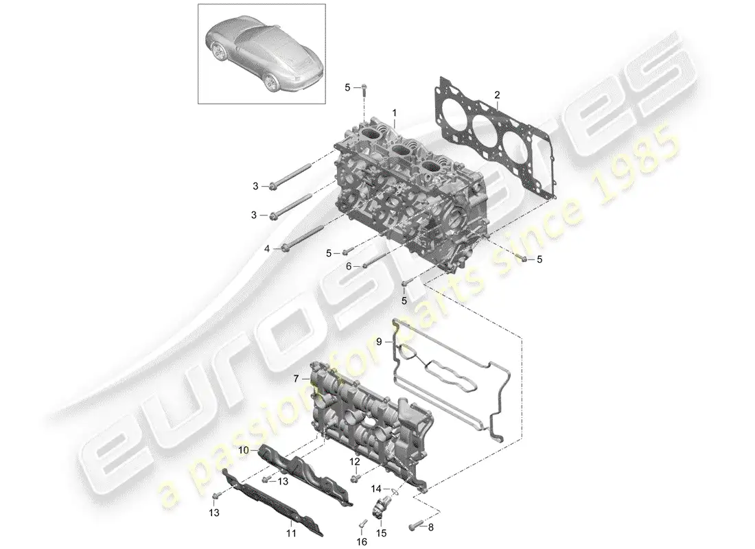 porsche 2014 (991-1) cylinder head parts diagram